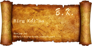 Birg Kósa névjegykártya